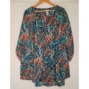 Catherines‎ Tunic Shirt Size 3X (26-28W) Short Sleeve Geometric Women's 0801